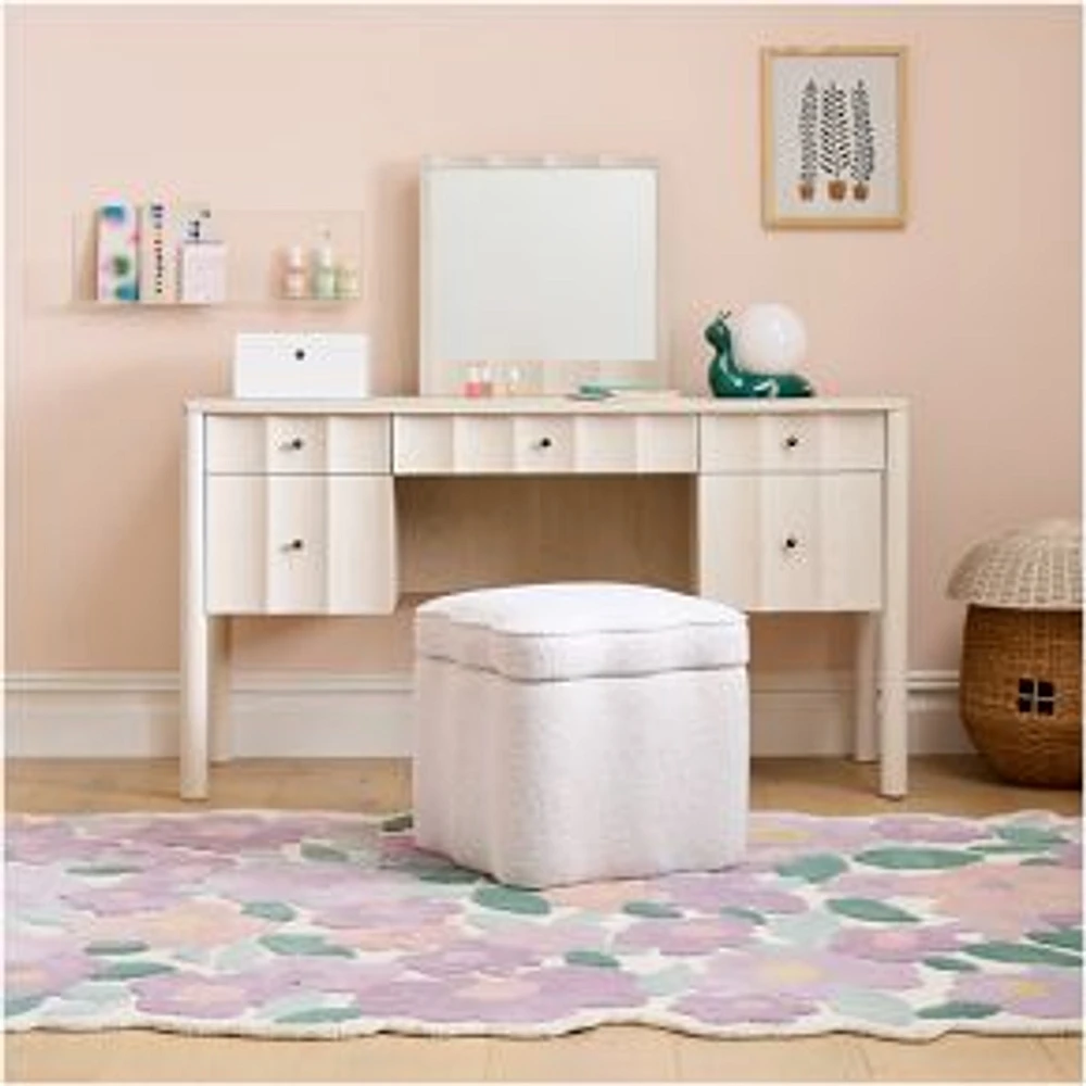 Wek Scalloped Storage Desk,  Vanity Pack Soft Chalk