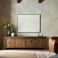 Aydan 84" Media Console-Weathered Oak-Weathered Oak Veneer