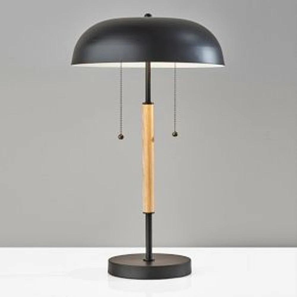 Everett Table Lamp, Natural Wood & Black