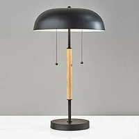 Everett Table Lamp, Natural Wood & Black