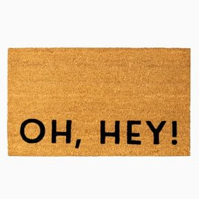 Modern OH HEY Doormat, 18x30, Black