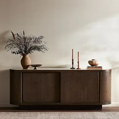 Nguyet Sideboard-Weathered Dark Oak-White Marble