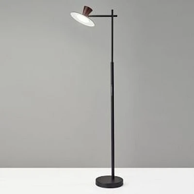 Elmore LED Floor Lamp w. Smart Switch, Black w. Walnut Wood