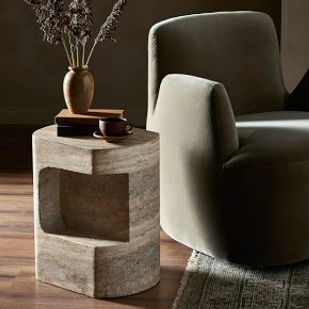 Neci Side Table-Textured Sandy Grey