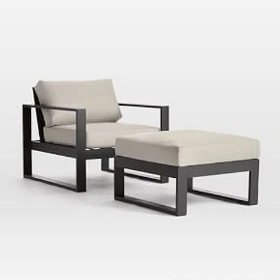 Portside Outdoor Lounge Set: Portside Aluminum Outdoor Lounge Chair, Dark Bronze + Portside Aluminum Outdoor Ottoman, Dark Bronze