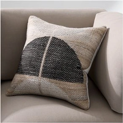 Outdoor Half Circle Pillow, Black, 18x18