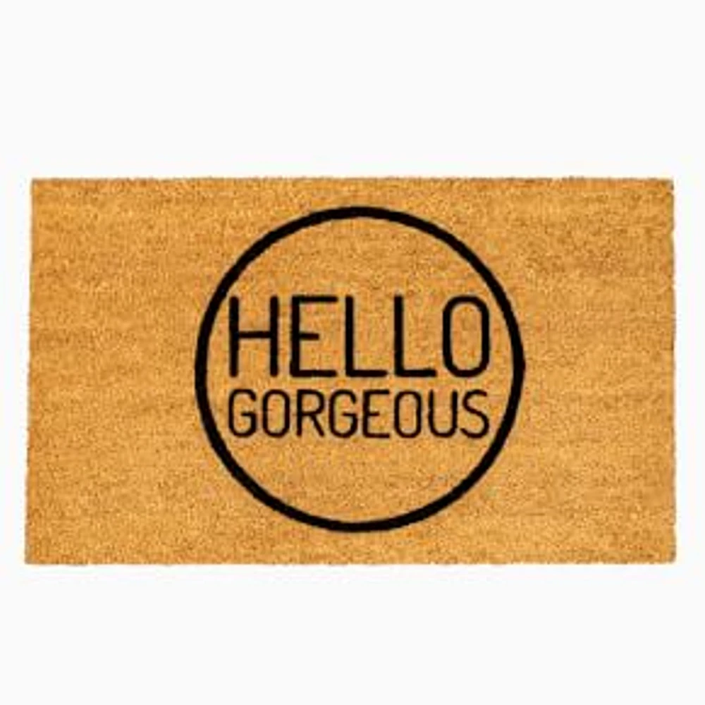 Hello Gorgeous Doormat, 18x30, Black