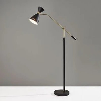 Oscar Adjustable Floor Lamp, Black w. Antique Brass