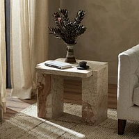 Vahalani Side Table-Desert Taupe Marble