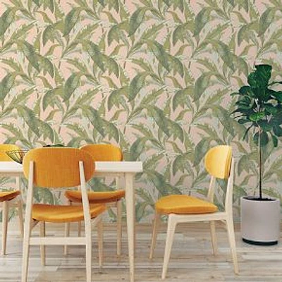 Banana Leaf Pink Peel and Stick Wallpaper