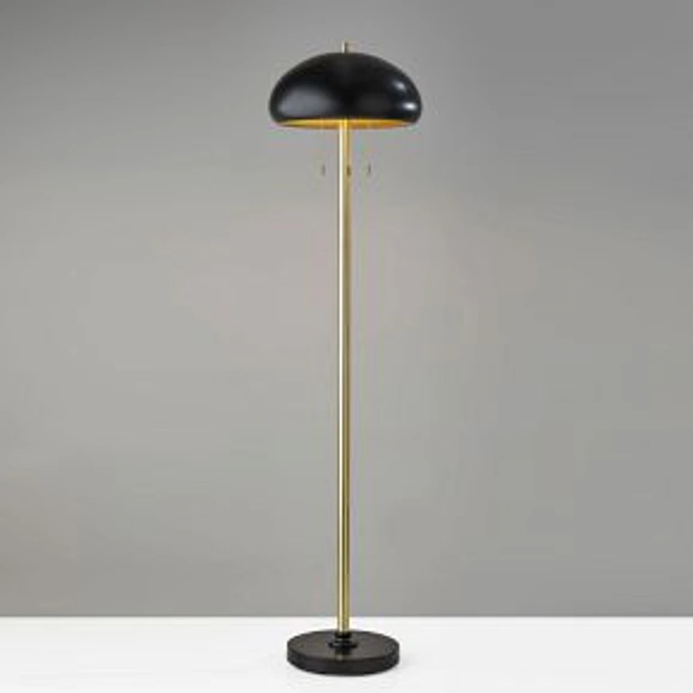 Cap Floor Lamp, Black & Antique Brass