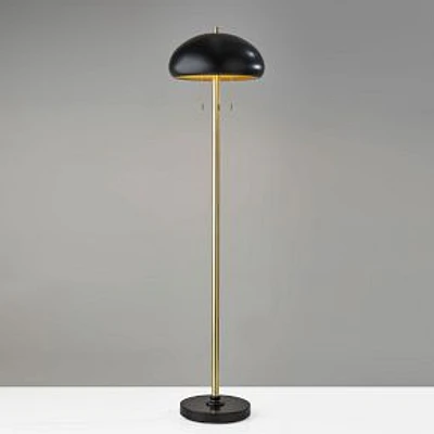 Cap Floor Lamp, Black & Antique Brass