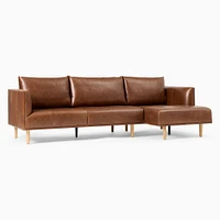 Antonio Leather Sectional Set 02 RA Sofa LA Chaise Poly Saddle Nut Natural Oak