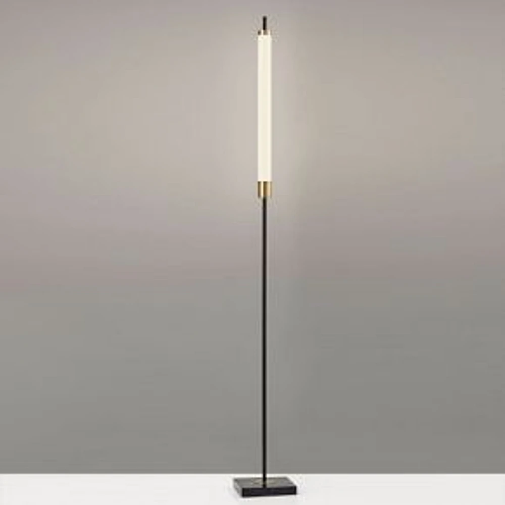 Piper LED Floor Lamp, Black/Antique Brass