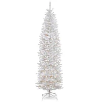 Pre-Lit Faux Kingswood White Fir Pencil Tree w/ Clear Lights, 7ft