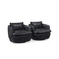 Crescent Leather Grand Swivel Chair | West Elm