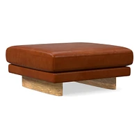 Anton Leather Ottoman - Wood Legs | West Elm