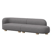 Laurent 122.5" 2-Piece Bumper Sofa, Left-Arm 2 Seater Right-Arm Performance Yarn Dyed Linen Weave, Alabaster, Blonde