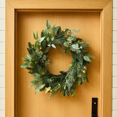 Pre-Lit Faux Mixed Seeded Eucalyptus Wreath & Garland | West Elm