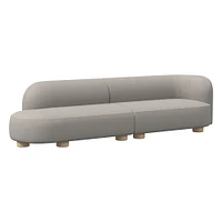 Laurent 122.5" 2-Piece Bumper Sofa, Left-Arm 2 Seater Right-Arm Performance Yarn Dyed Linen Weave, Alabaster, Blonde