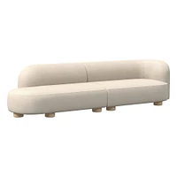 Laurent 122.5" 2-Piece Bumper Sofa, Left-Arm 2 Seater Right-Arm Performance Yarn Dyed Linen Weave, Alabaster, Blonde