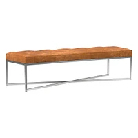 Maeve Rectangle Leather Bench | West Elm