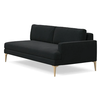 Open Box: Andes Right Arm 3-Seat, Performance Distressed Velvet Charcoal Black, Blackened Brass