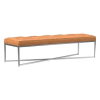 Maeve Rectangle Leather Bench | West Elm