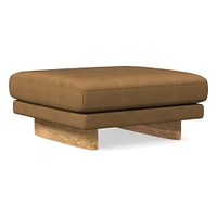 Anton Leather Ottoman - Wood Legs | West Elm