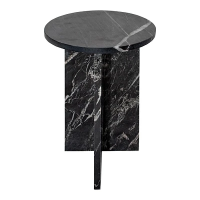 Angled Base Marble Side Table- Black