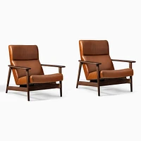 Mid-Century Show Wood High-Back Leather Chair | West Elm