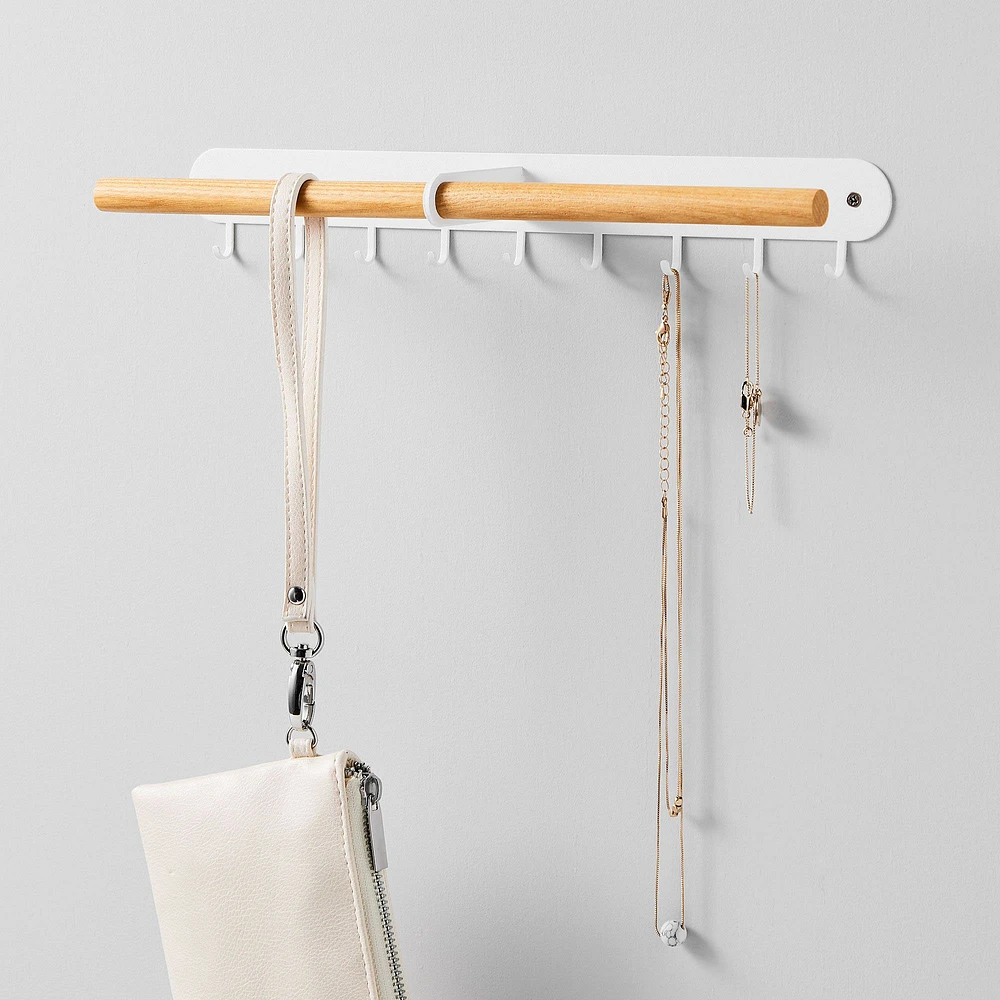 Yamazaki Wall-Mounted Accessory Holder - Wood & Metal | West Elm