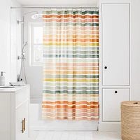 Watercolor Stripe Shower Curtain, Multi, 72"x74"