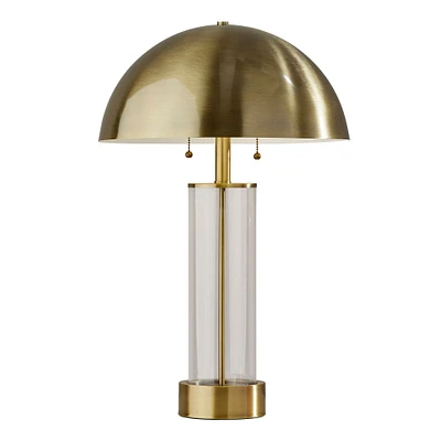 Troy Table Lamp, Antique Brass & Clear Glass