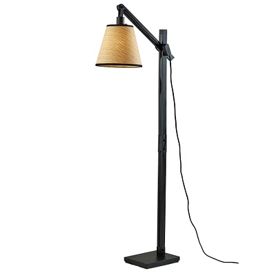 Walden Floor Lamp, Black Metal & Wood