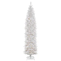 Pre-Lit Faux Kingswood White Fir Pencil Tree w/ Clear Lights, 7ft