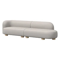 Laurent 122.5" 2-Piece Bumper Sofa, Left-Arm 2 Seater Right-Arm Performance Yarn Dyed Linen Weave, Alabaster, Blonde