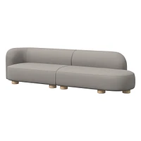 Laurent 122.5" 2-Piece Bumper Sofa, Left-Arm 2 Seater Right-Arm Performance Yarn Dyed Linen Weave, Alabaster, Blonde