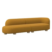 Laurent 122.5" 2-Piece Bumper Sofa, Left-Arm 2 Seater Right-Arm Performance Yarn Dyed Linen Weave, Alabaster, Blonde