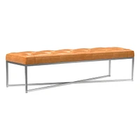 Maeve Rectangle Leather Bench | West Elm