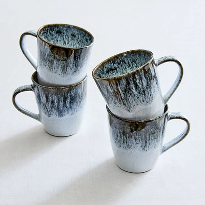 Open Box: Reactive Glaze Mug, Black + White, Set of 4