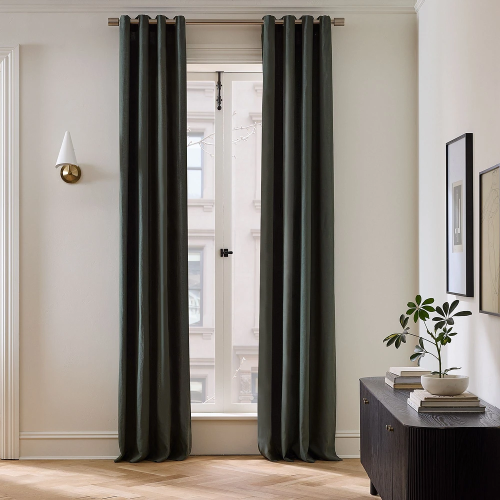 European Flax Linen Blackout Grommet Curtain | West Elm