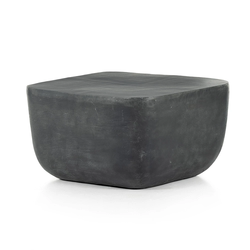 Marza 24.75" Outdoor Square Side Table, Aged Gray