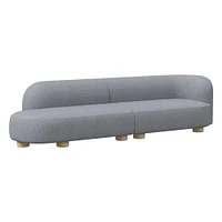 Laurent 122.5" 2-Piece Bumper Sofa, Left-Arm 2 Seater Right-Arm Performance Yarn Dyed Linen Weave, Alabaster, Blonde