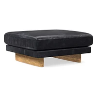 Anton Leather Ottoman - Wood Legs | West Elm