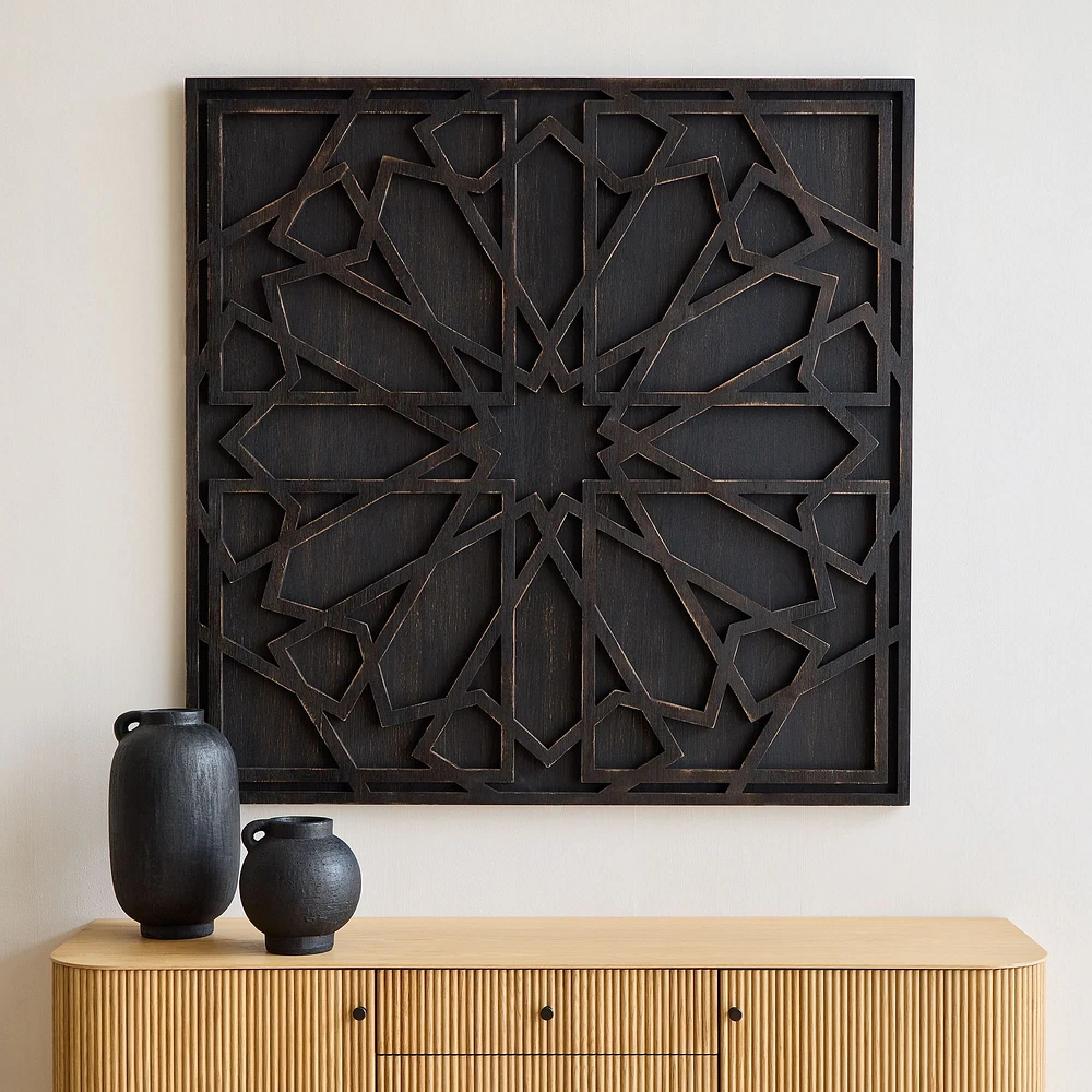 Graphic Wood Square Dimensional Wall Art | West Elm