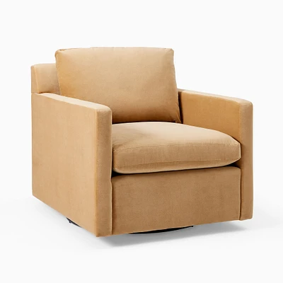 Chip & Dent: Marin Swivel Chair, Deluxe Velvet, Camel