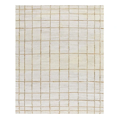 Handwoven Jute Grid Rug, 5'x7.5' White