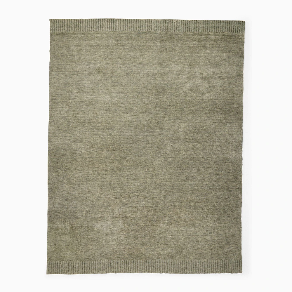 Chip & Dent: Ojai Handwoven Wool Rug, 5'X8', Vetiver Green