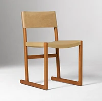 Clyde Leather Dining Chair, Saddle Leather, Nut, Blonde